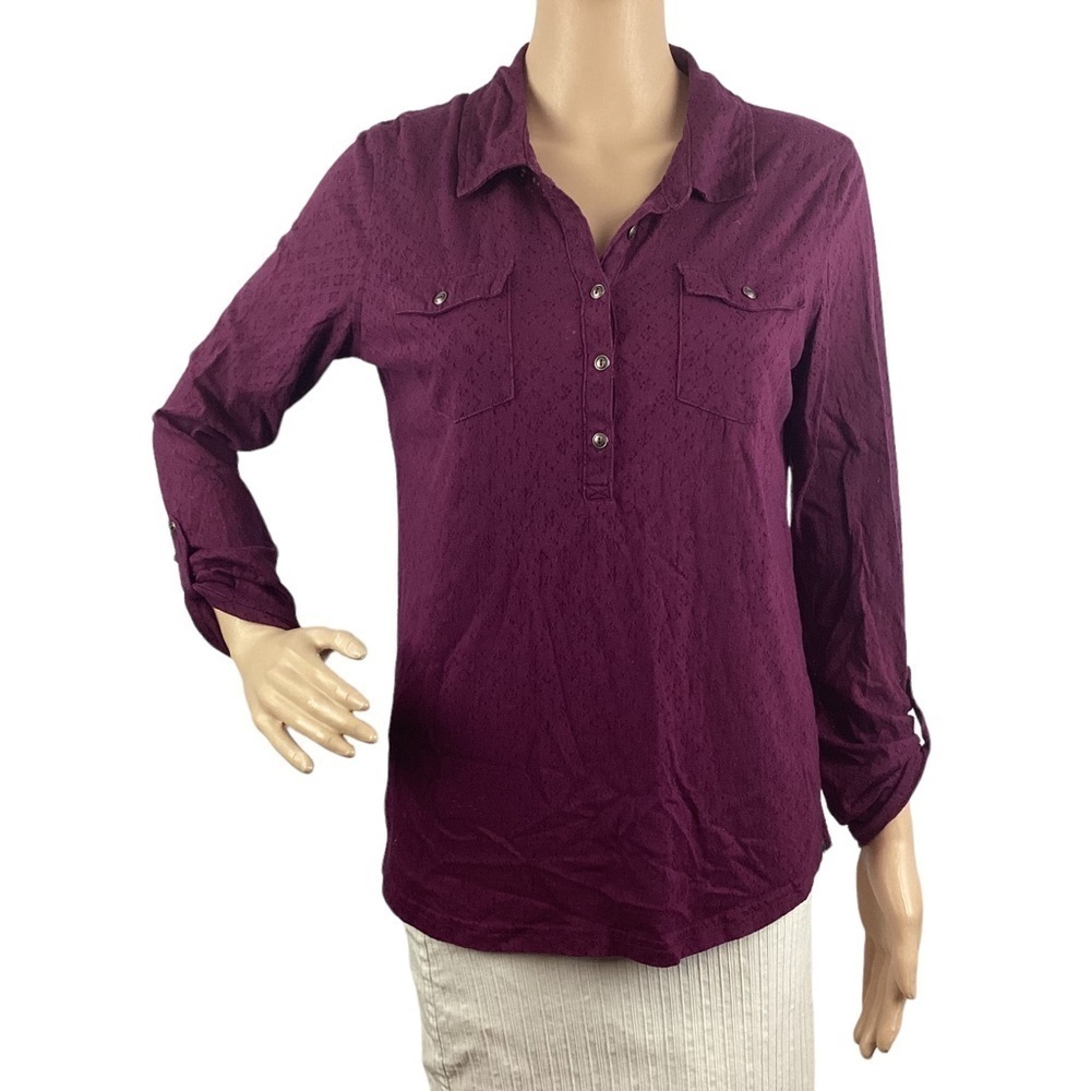 Eddie Bauer Outdoor Top Size S Purple Henley